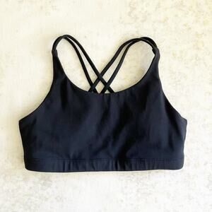Athleta Girl XXL 16 Upbeat Sports Bra Black Strappy Crossback Racerback Sportbra
